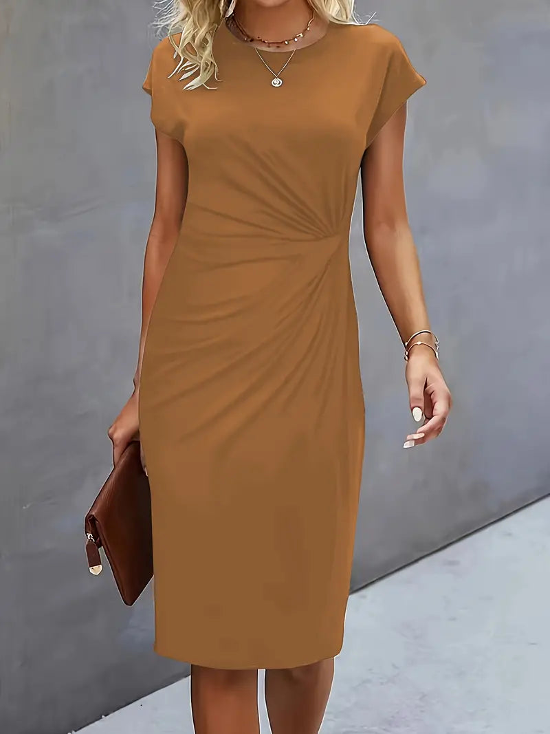 Women Midi Dress | Tailored Fit With Round Neckline Silhouette Design