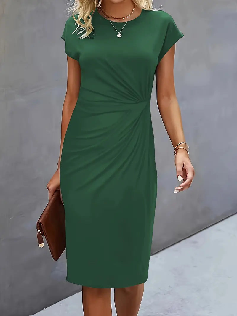 Women Midi Dress | Tailored Fit With Round Neckline Silhouette Design