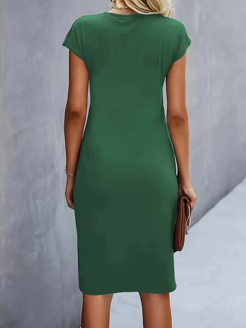 Women Midi Dress | Tailored Fit With Round Neckline Silhouette Design