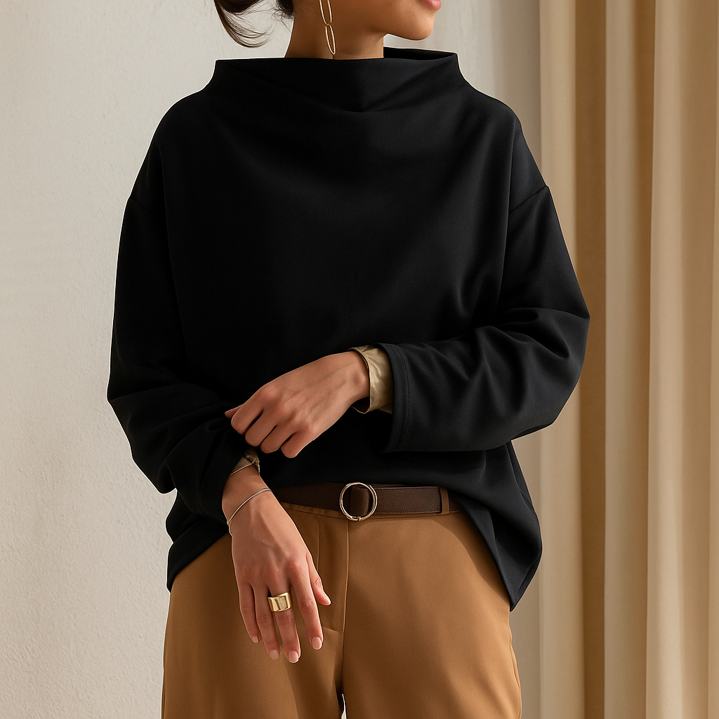Damen Rollkragenpullover | Eleganter Pullover in Schwarz