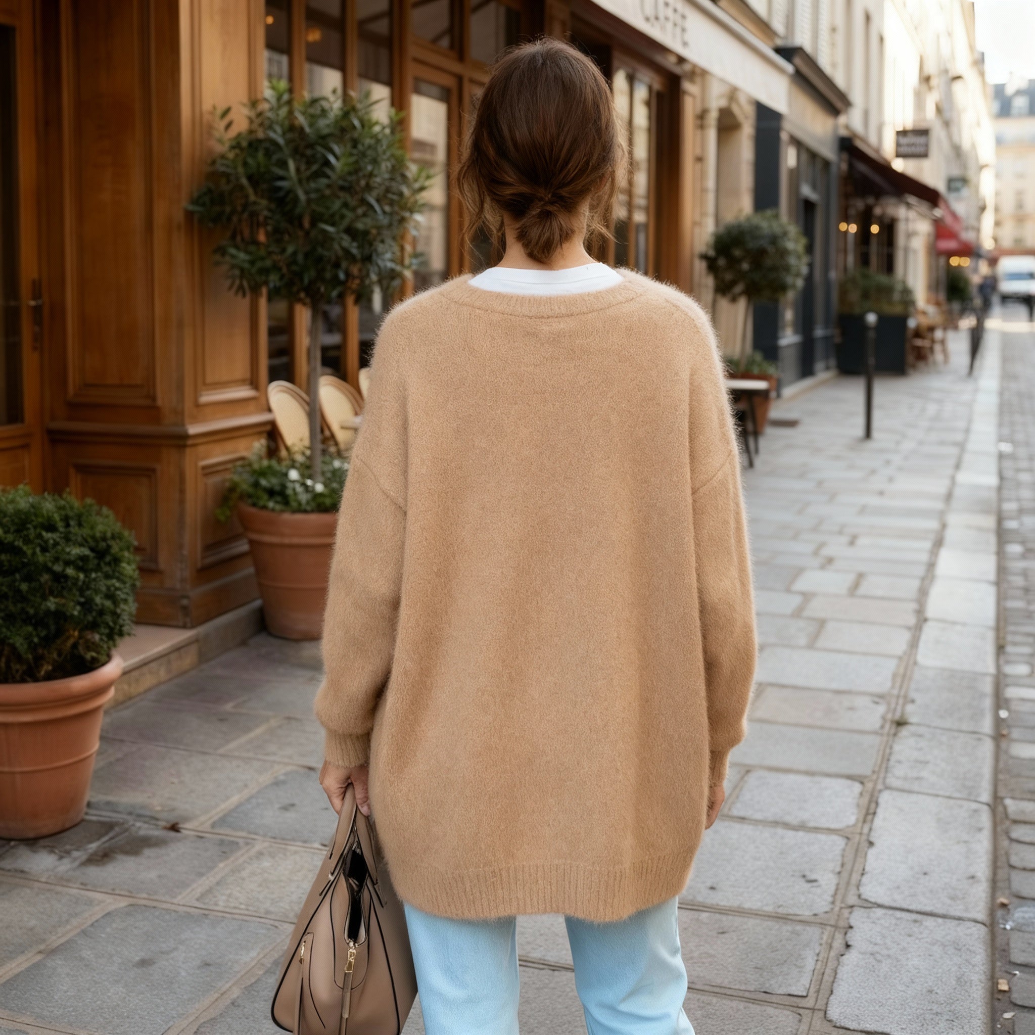 Damen Strickjacke | offen mit definierten Schultern