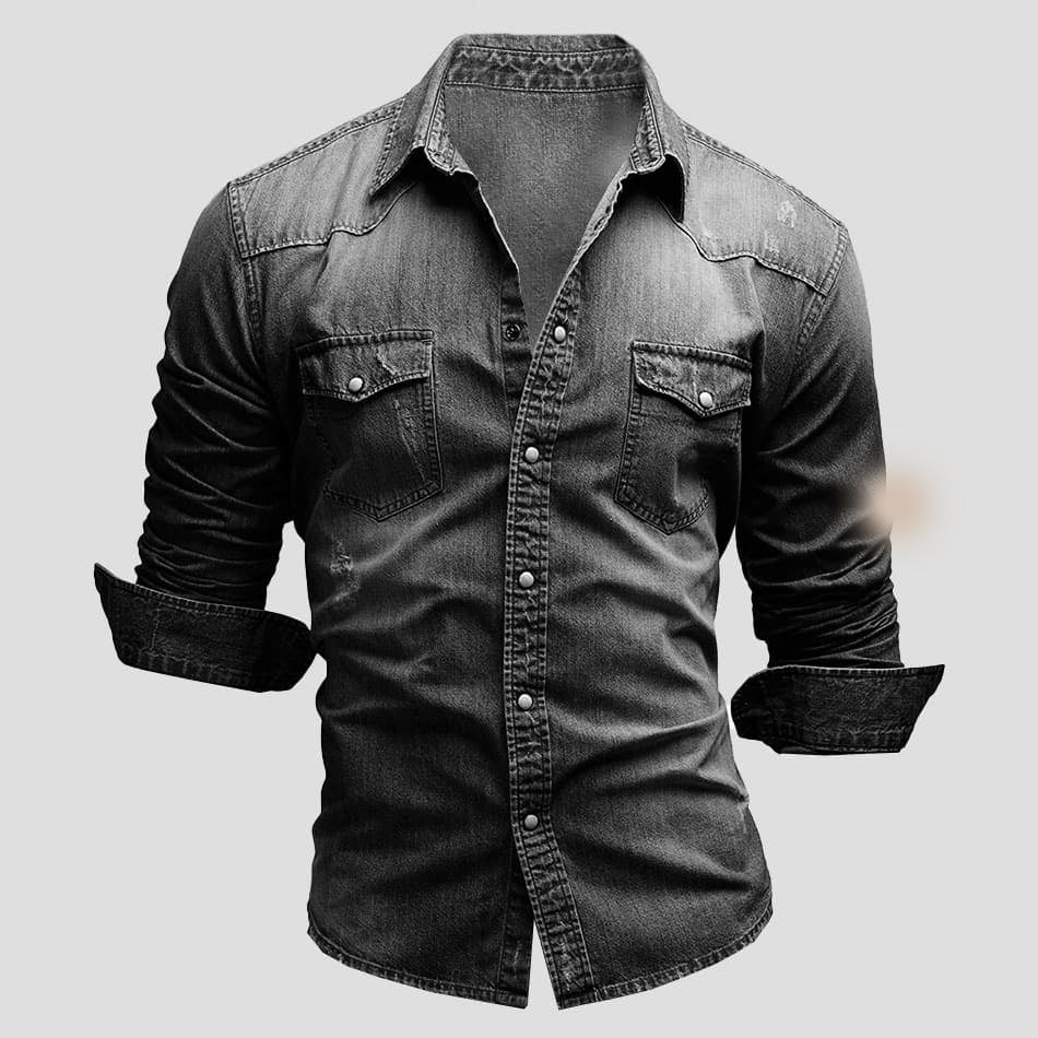 Hemd Herren | Denimhemd mit Brusttaschen und Knopfleiste