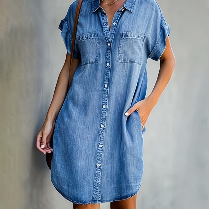 Women Shirt Dress | Button-Down Collar Mini Length