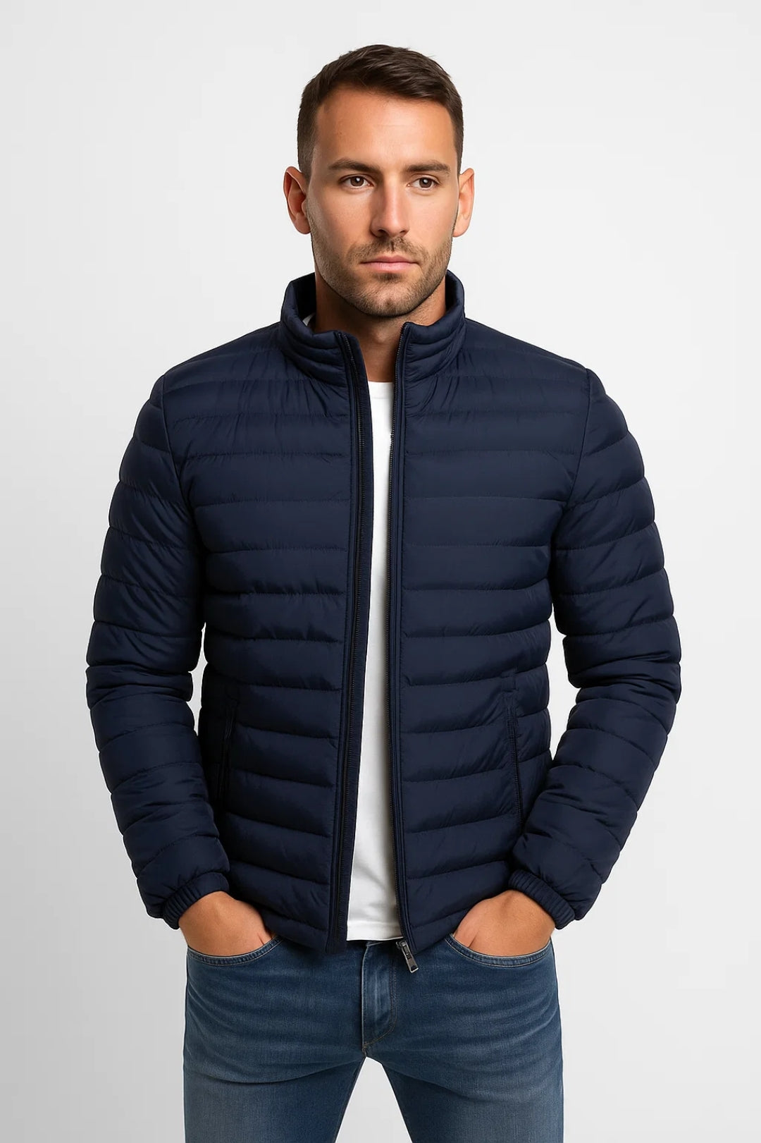 Herren Jacke | gesteppte leichte Form mit durchgehendem Verschluss
