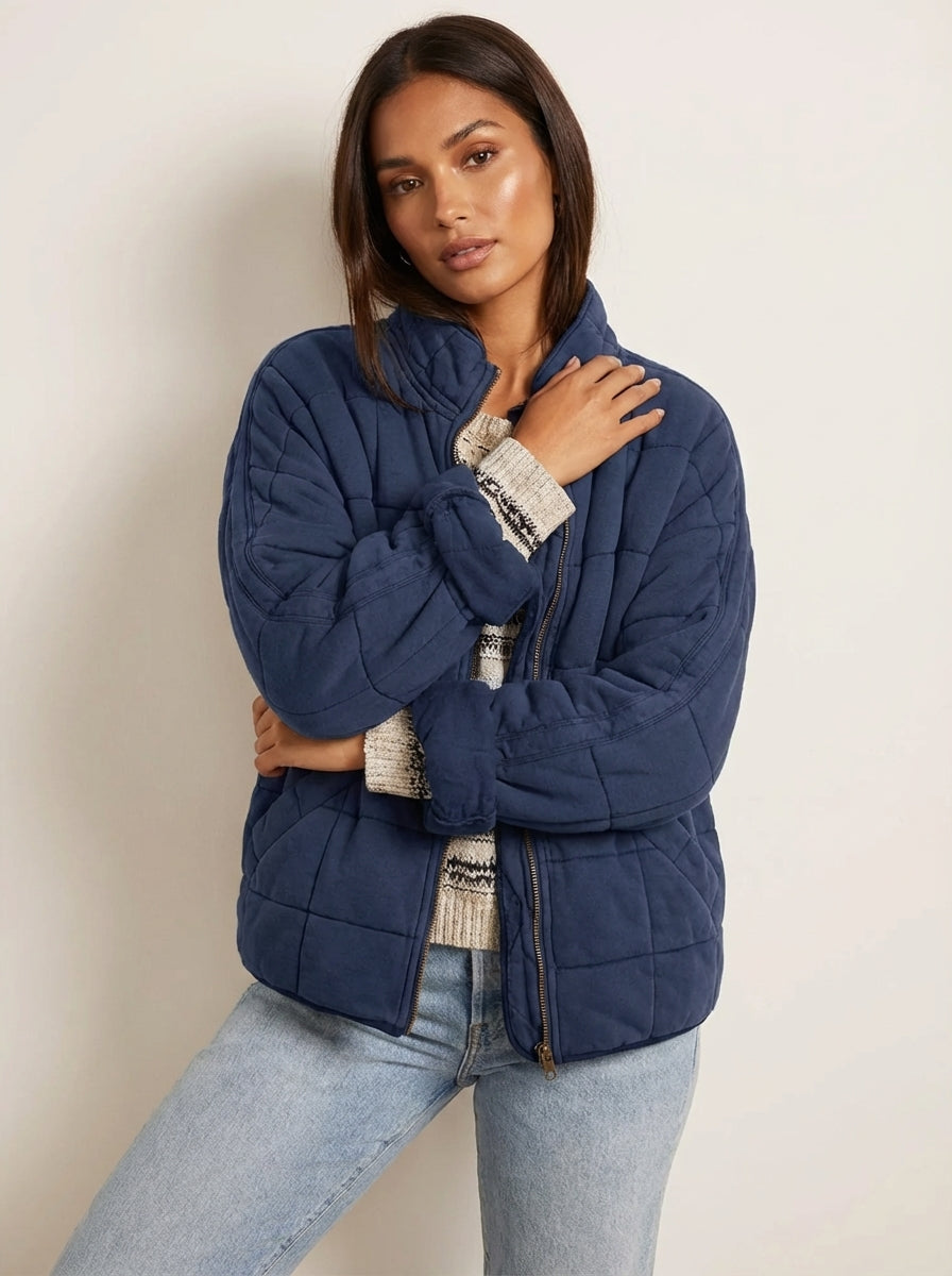 Damen Jacke | Steppnähte mit Frontreißverschluss