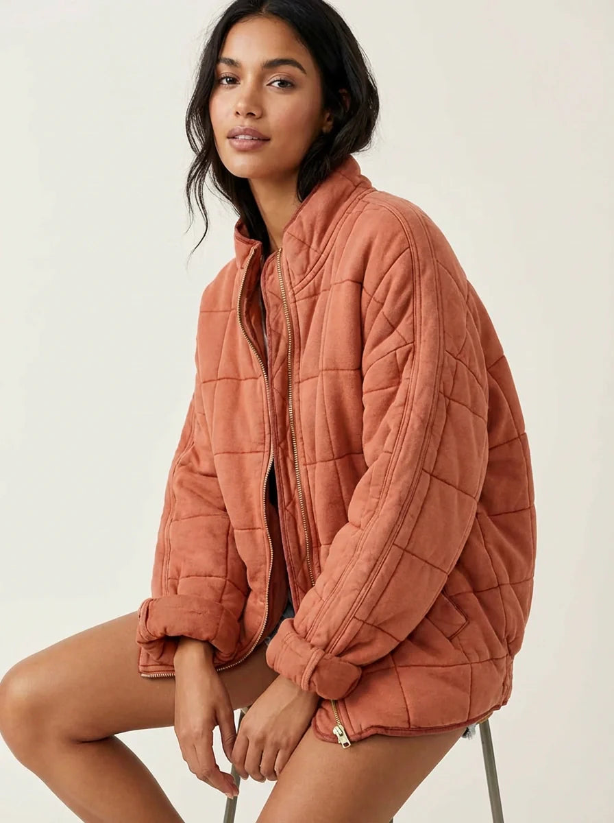 Damen Jacke | Steppnähte mit Frontreißverschluss