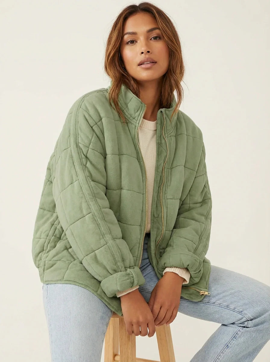 Damen Jacke | Steppnähte mit Frontreißverschluss