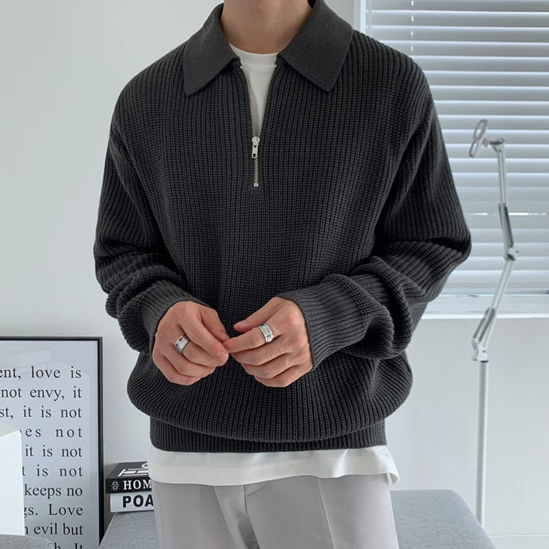 Herren Pullover | Durchgehender Reißverschluss klare Silhouette