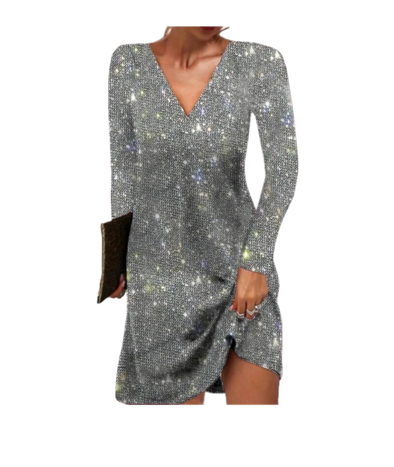 Damen Kleid | Kurze Form mit V-Ausschnitt und Langarm
