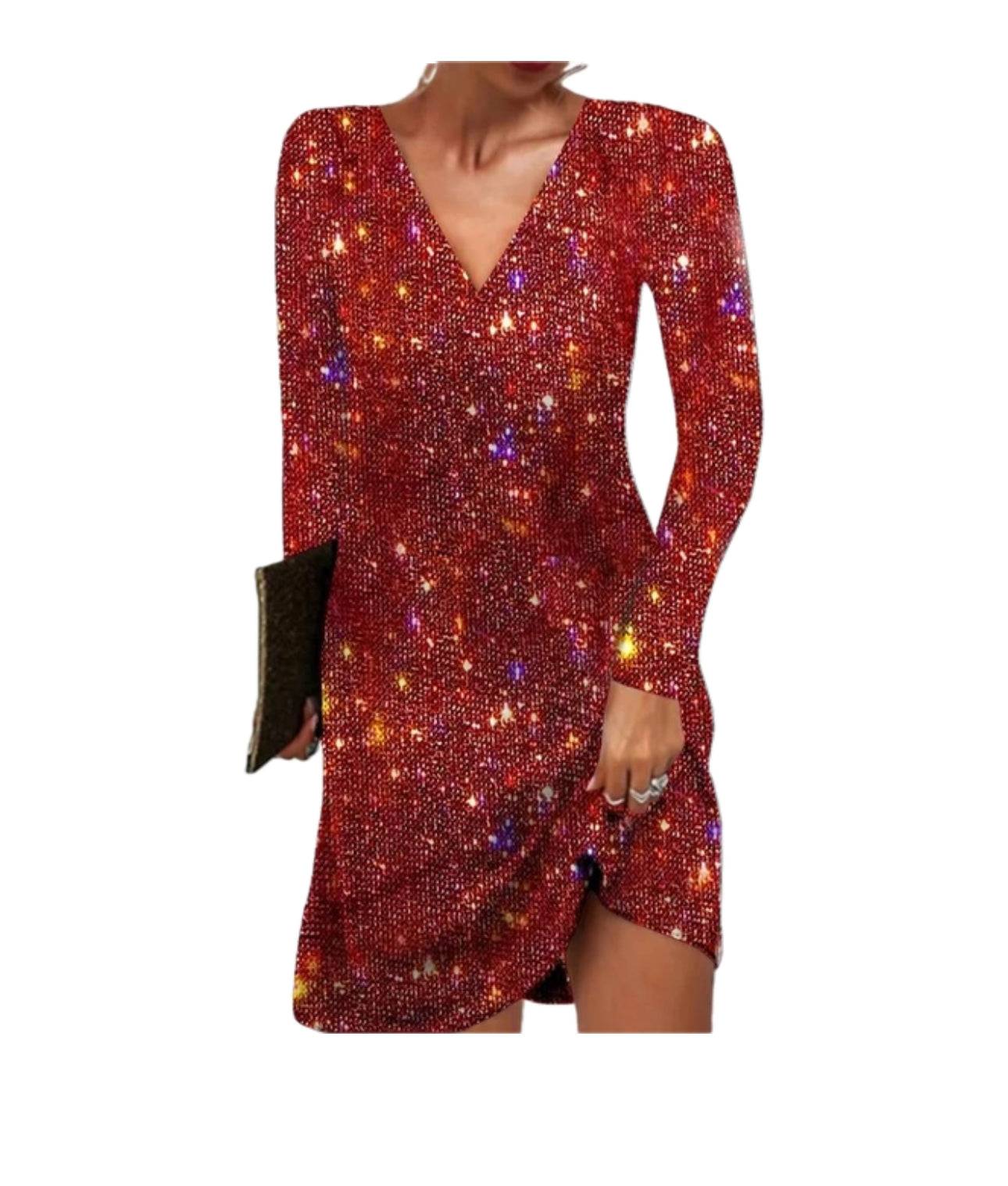 Damen Kleid | Kurze Form mit V-Ausschnitt und Langarm
