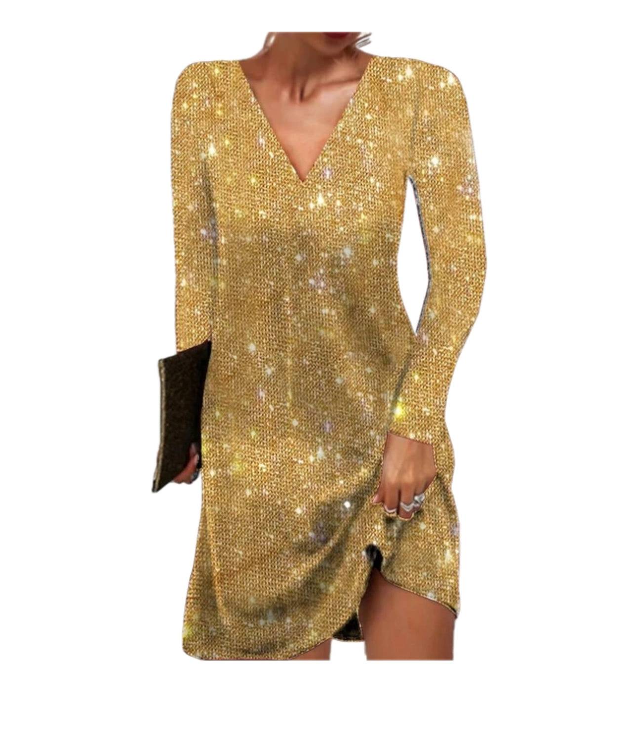 Damen Kleid | Kurze Form mit V-Ausschnitt und Langarm