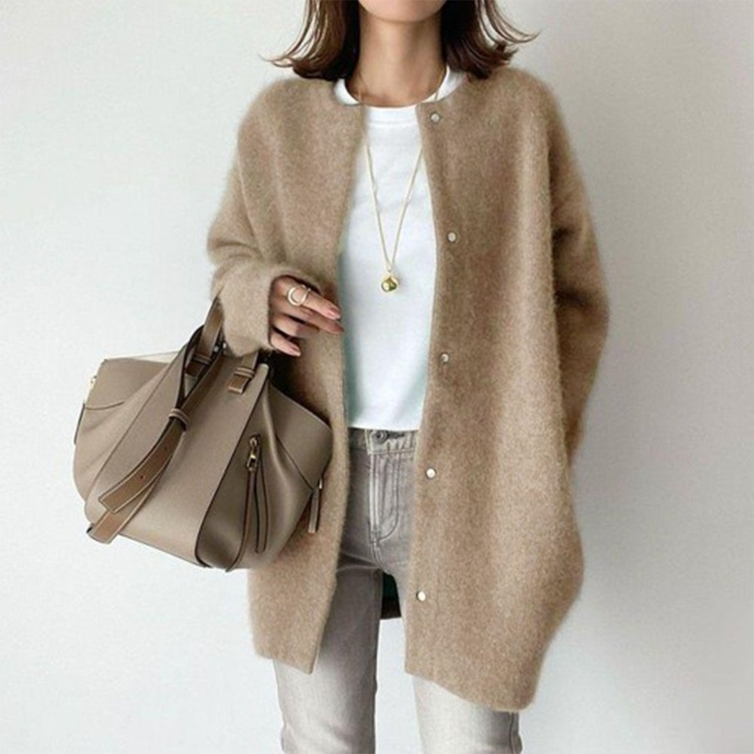 Damen Strickjacke | offen mit definierten Schultern