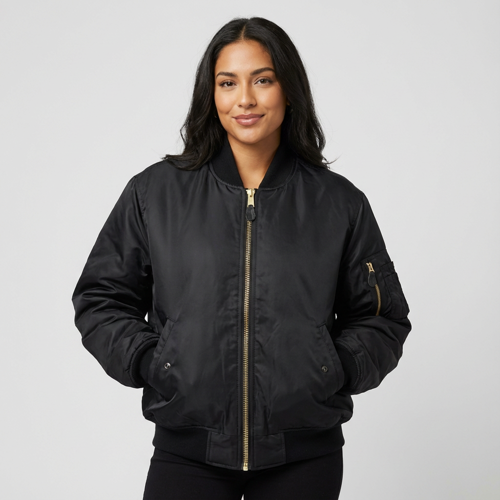 Damen Bomberjacke | Frontreißverschluss mit Ärmeltasche