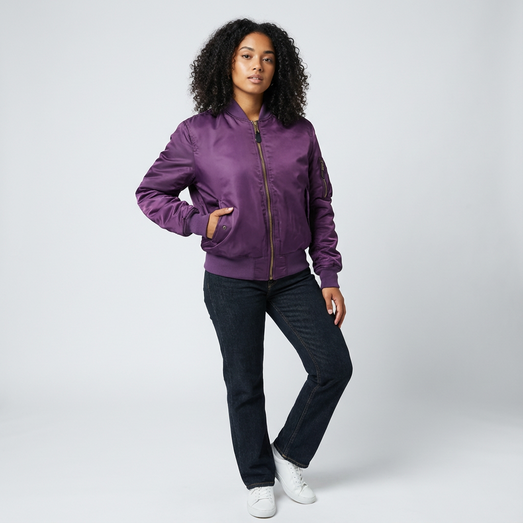Damen Bomberjacke | Frontreißverschluss mit Ärmeltasche