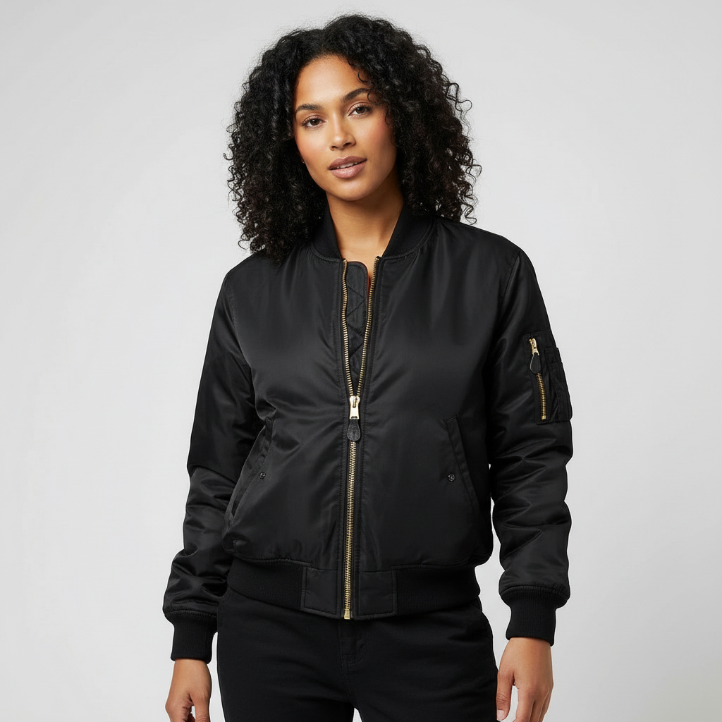 Damen Bomberjacke | Frontreißverschluss mit Ärmeltasche