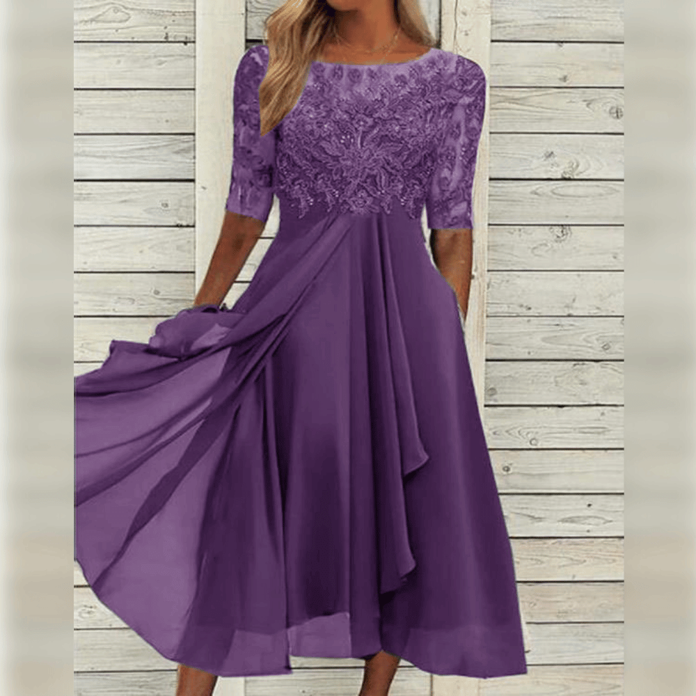 Women Midi Dress | Mid Length With Embroidered Bodice Detail