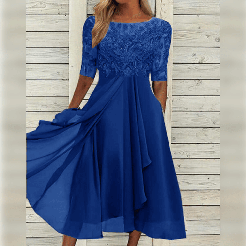 Women Midi Dress | Mid Length With Embroidered Bodice Detail