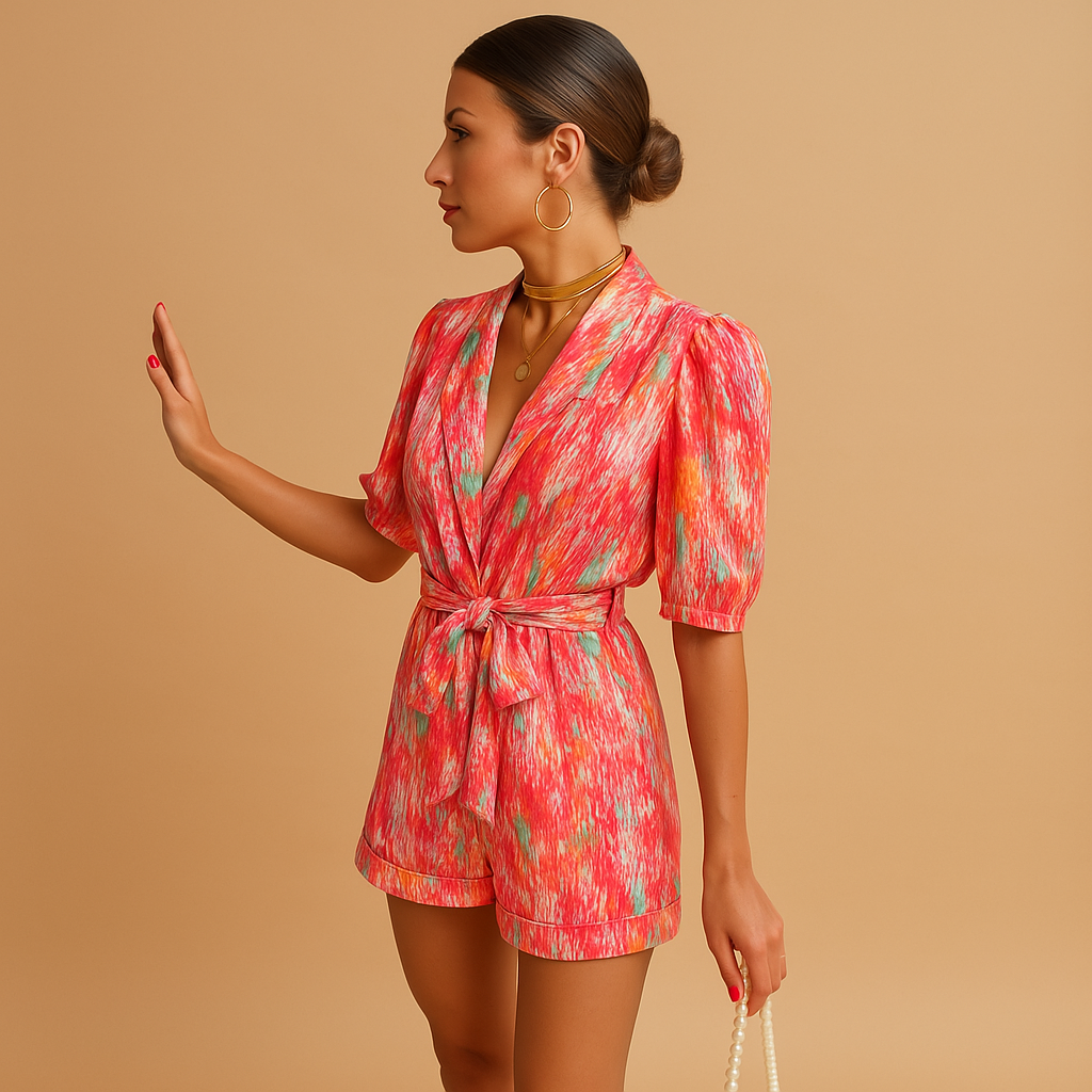 Women Jumpsuit | Short Length With Waist Belt And Fitted Design