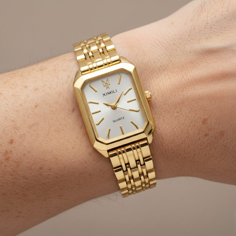 Damen Uhr | eckiges Gehäuse mit Gliederarmband