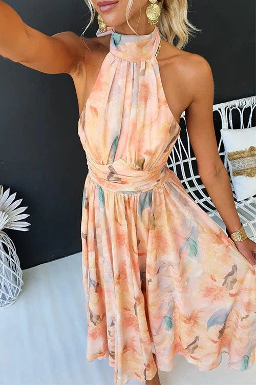 Women Midi Dress | Halter Neck Pleated Design