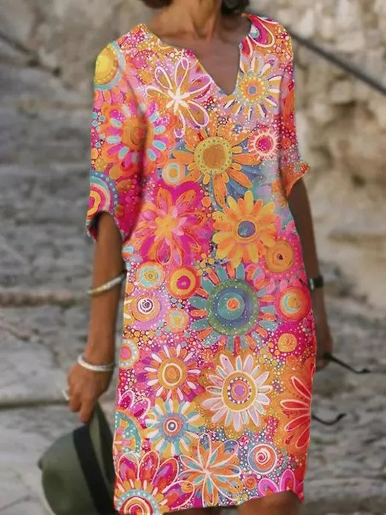 Women Dress | V-Neckline Floral Print Pattern Design