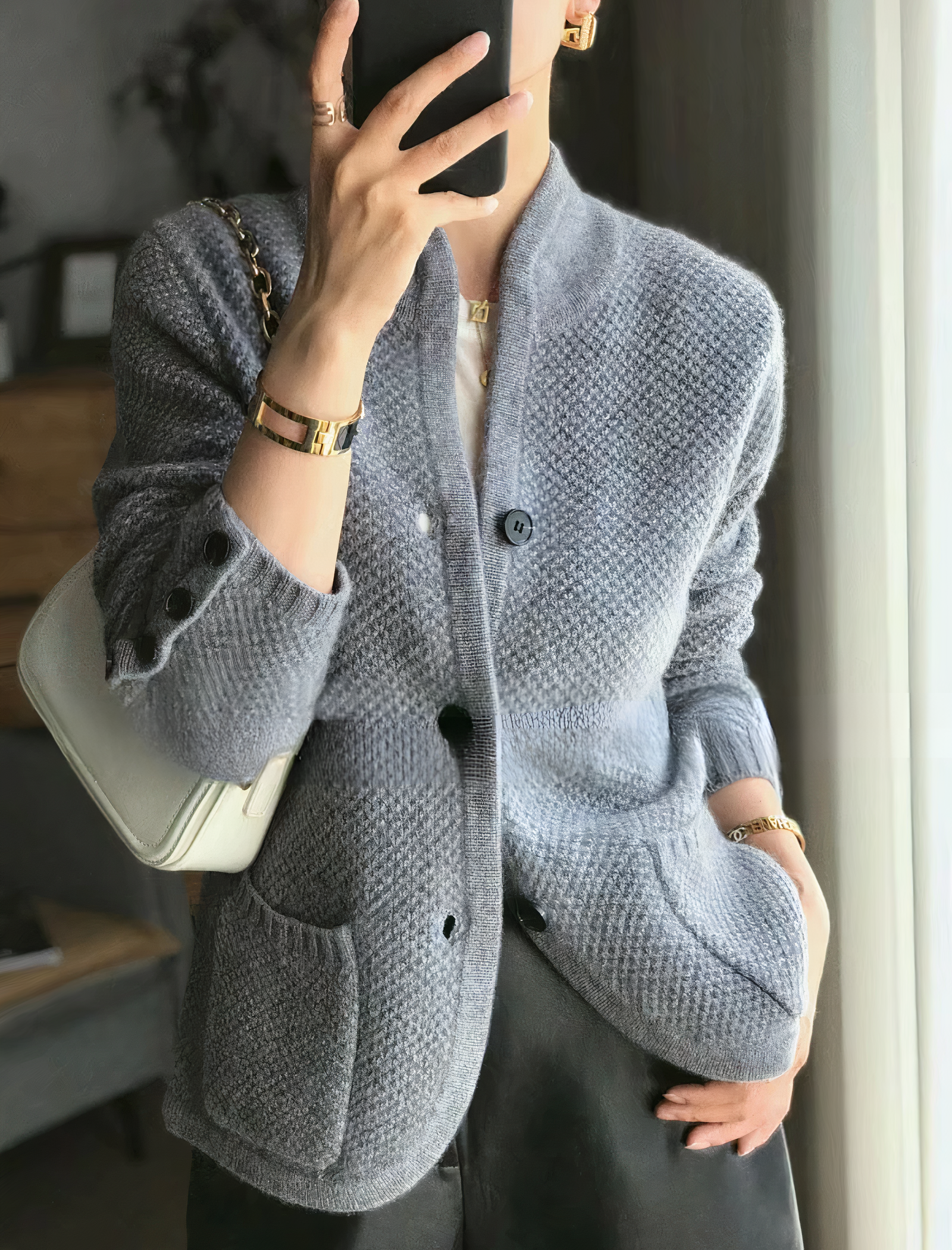 Lässige Strickjacke für Damen | Mit Knopfleiste