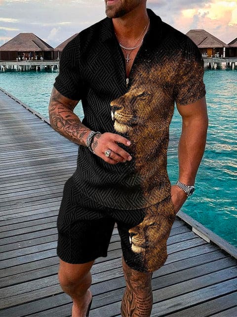 Herren Freizeit-Set | zweiteiliges Outfit mit Aufdruck