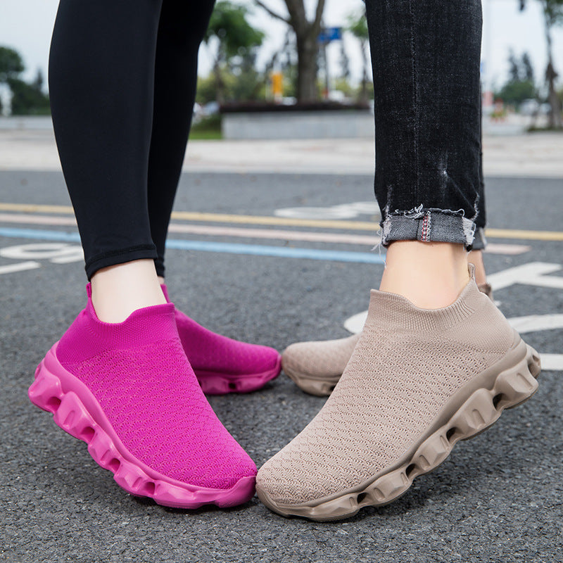 Freizeitschuhe Damen | Elastisches Strickoberteil mit Profilsohle