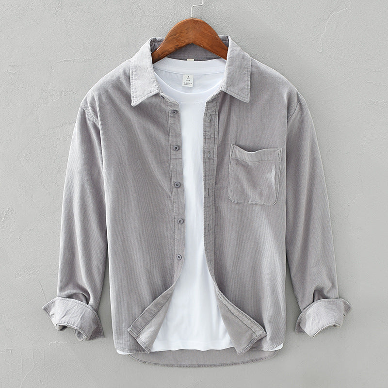 Hemd Herren | Retro Cord Struktur mit Knopfleiste