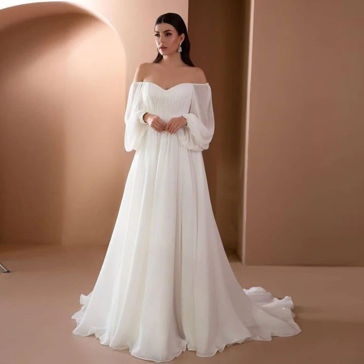 Women Wedding Dress | Maxi Length With Side Slit And Long Sleeves