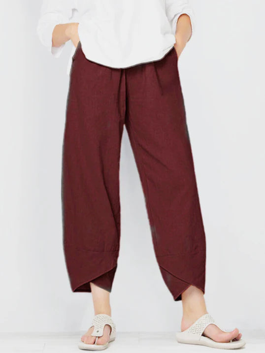 Women Trousers | Cropped Leg Relaxed Fit Silhouette Design