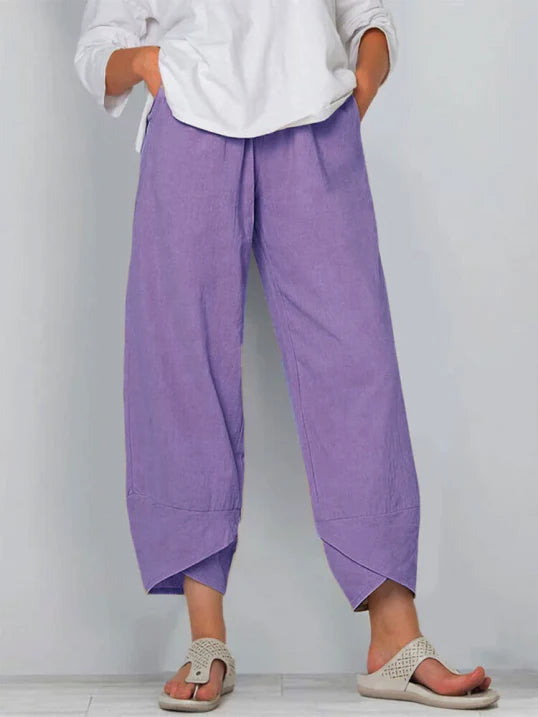 Women Trousers | Cropped Leg Relaxed Fit Silhouette Design