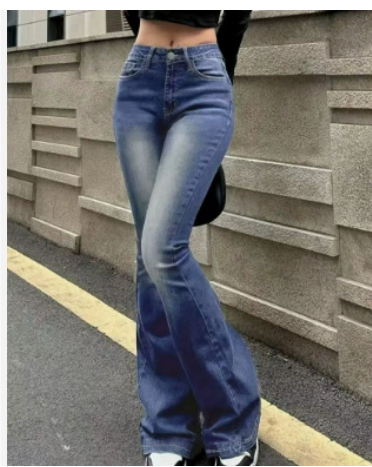 Damen-Jeans mit hoher Taille | ausgestelltes Bein