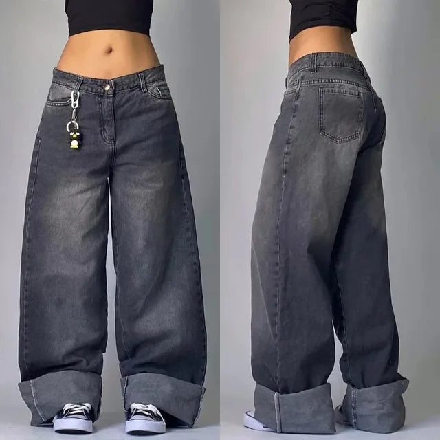 Women Cargo Jeans | Wide Leg Oversized Fit with Pockets Design