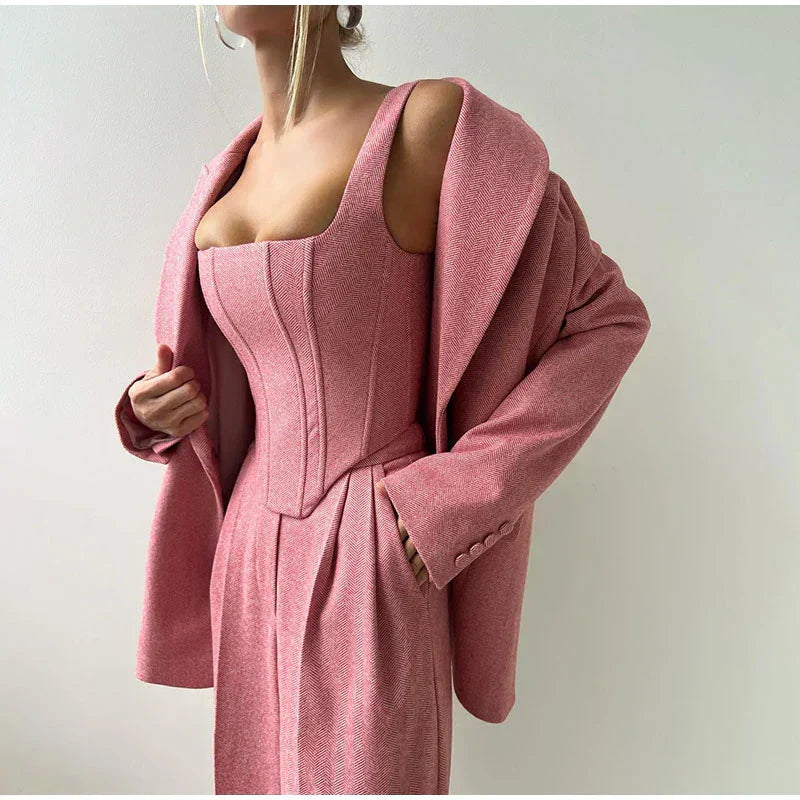 Damen Set | Blazer, Hose und Corset-Top im dreiteiligen Aufbau