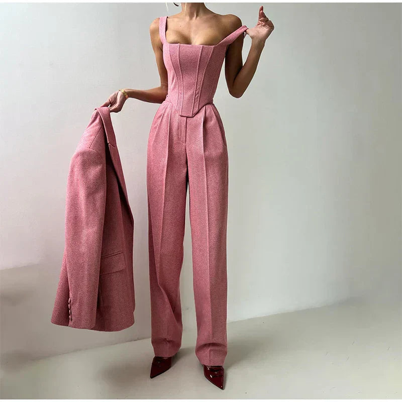 Damen Set | Blazer, Hose und Corset-Top im dreiteiligen Aufbau