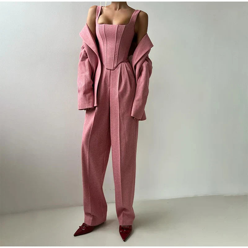 Damen Set | Blazer, Hose und Corset-Top im dreiteiligen Aufbau