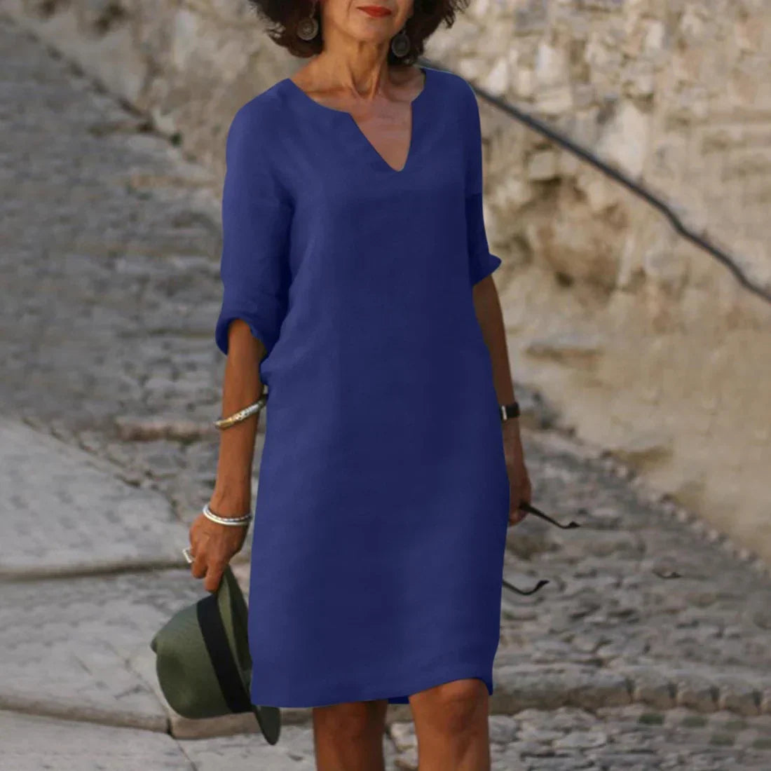 Women Dress | V-Neck Quarter Sleeve Knee Length Design