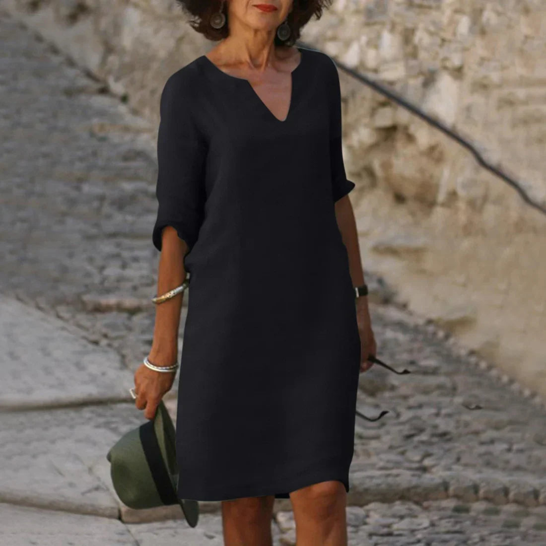 Women Dress | V-Neck Quarter Sleeve Knee Length Design