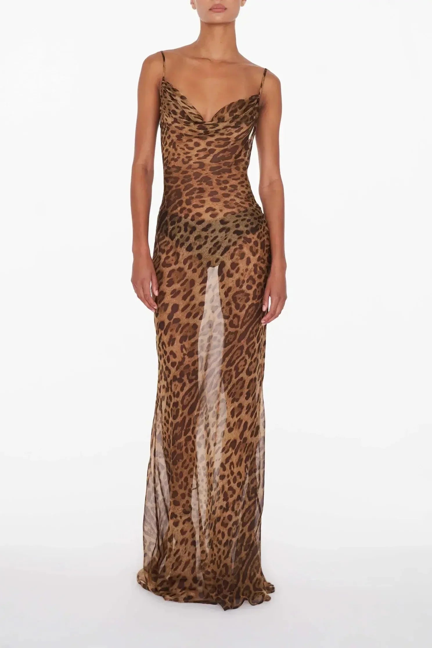 Women Sheer Maxi Dress | Regular Fit Cut Slip Design
