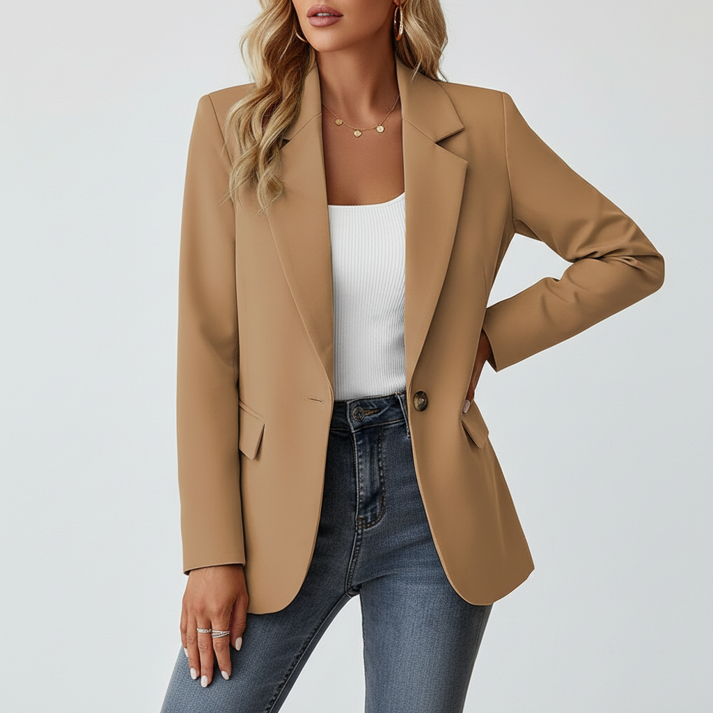 Damen Blazer | Reverskragen mit Knopf und Taschen