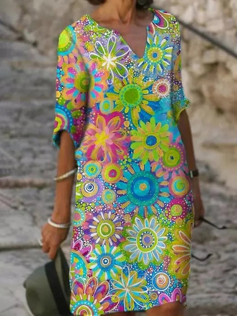 Women Dress | V-Neckline Floral Print Pattern Design