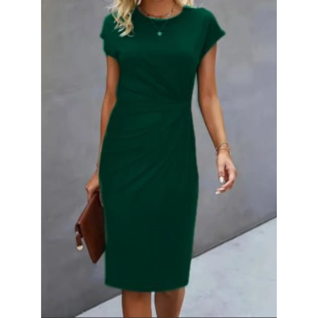Damen Kleid Midi | kurzärmlige Ausführung mit klarer Form