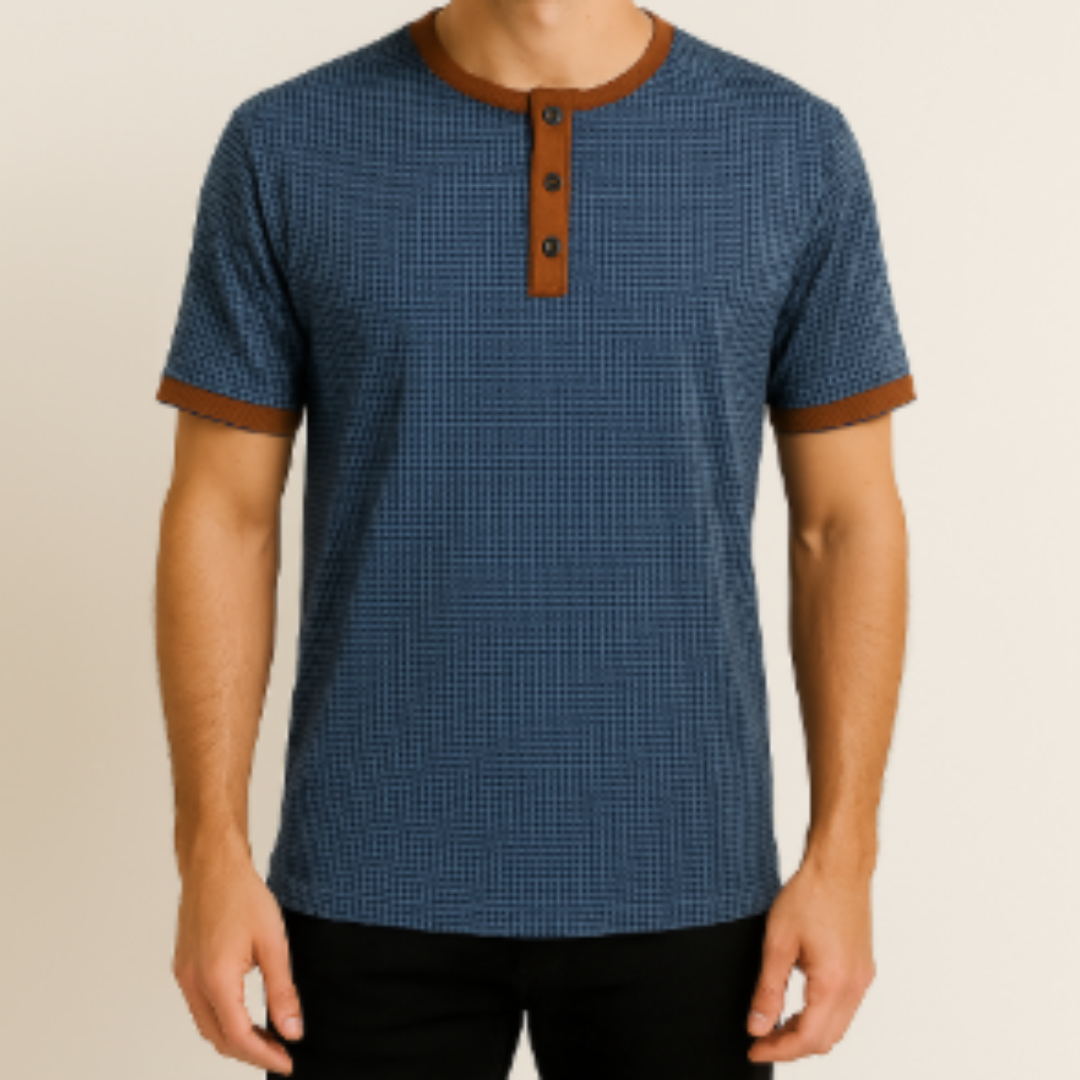 Herren Kurzarmshirt | Henley-Ausschnitt mit Knopfleiste