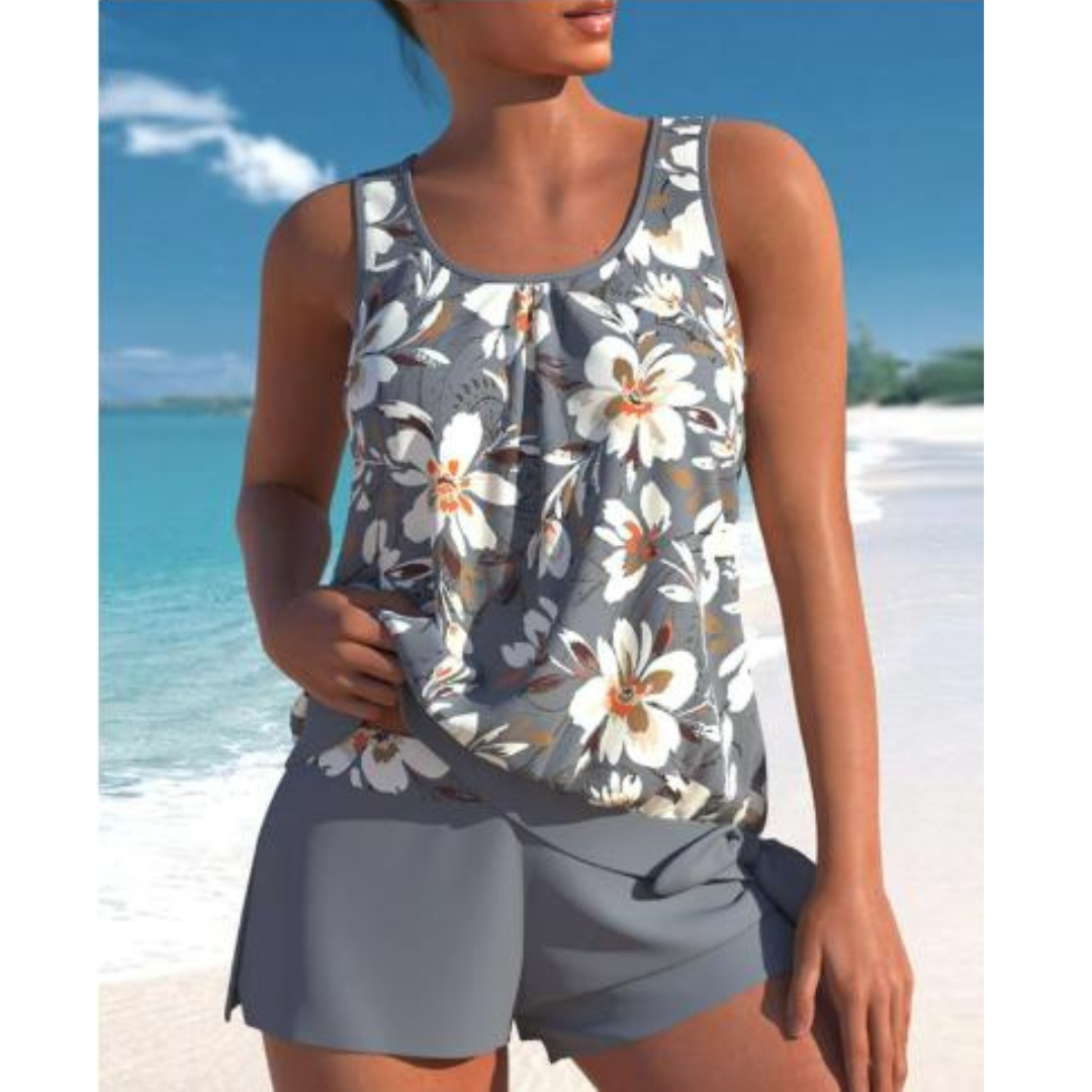 Damen Tankini-Set | Zweiteilig mit Druckmuster und Shorts