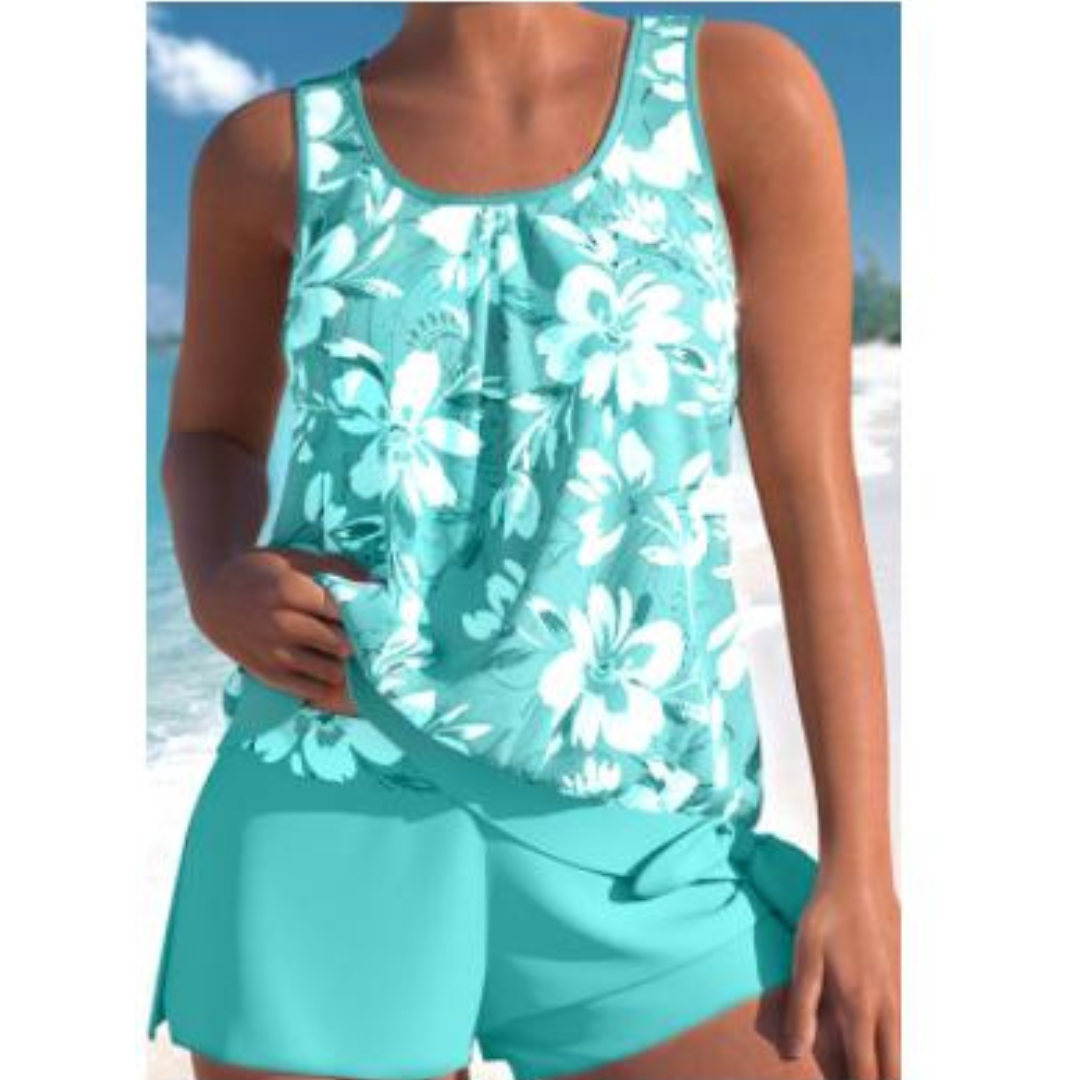 Damen Tankini-Set | Zweiteilig mit Druckmuster und Shorts