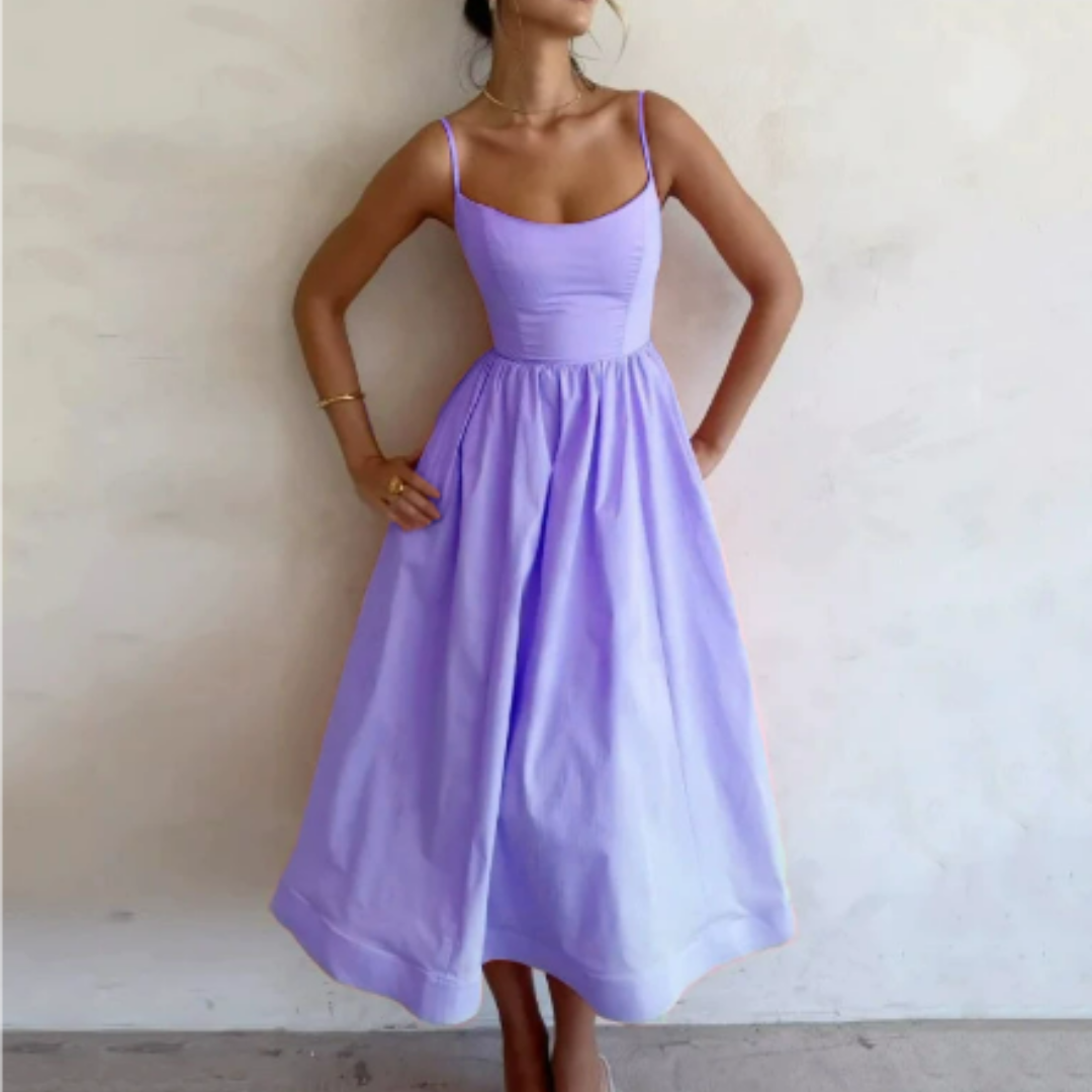 Women Dress | Sleeveless Midi Length A-Line Silhouette Design