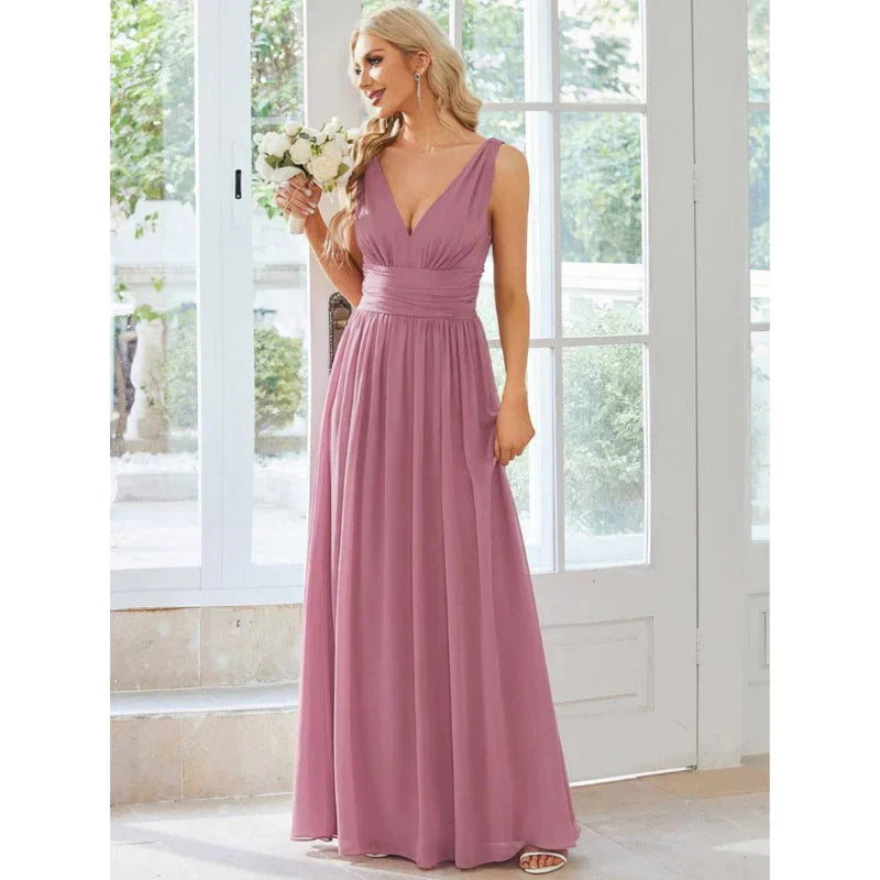 Women Dress | Sleeveless Maxi Length V-Neck Design
