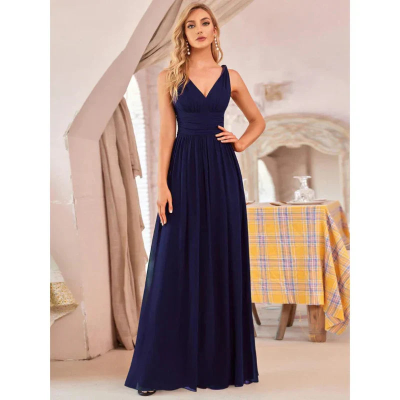 Women Sleeveless Dress | V-Neckline Maxi Length Silhouette Design
