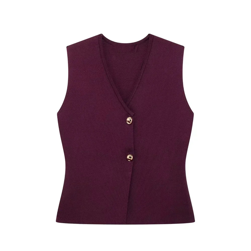Damen Top | ärmellose Gilet-Form mit V-Ausschnitt